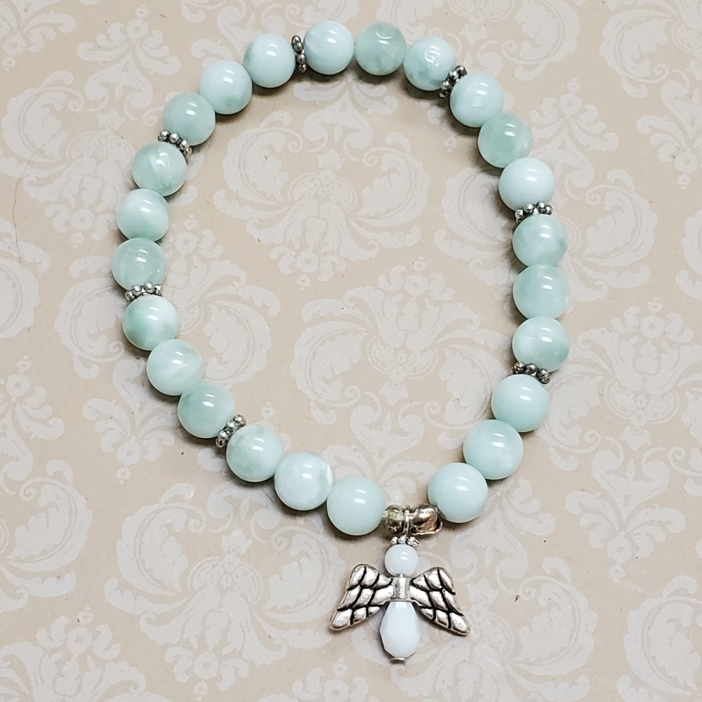 Green Moonstone Beaded Crystal Bracelet